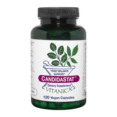 Vitanica Candidastat frente del envase mostrando 120 cápsulas para apoyo del equilibrio