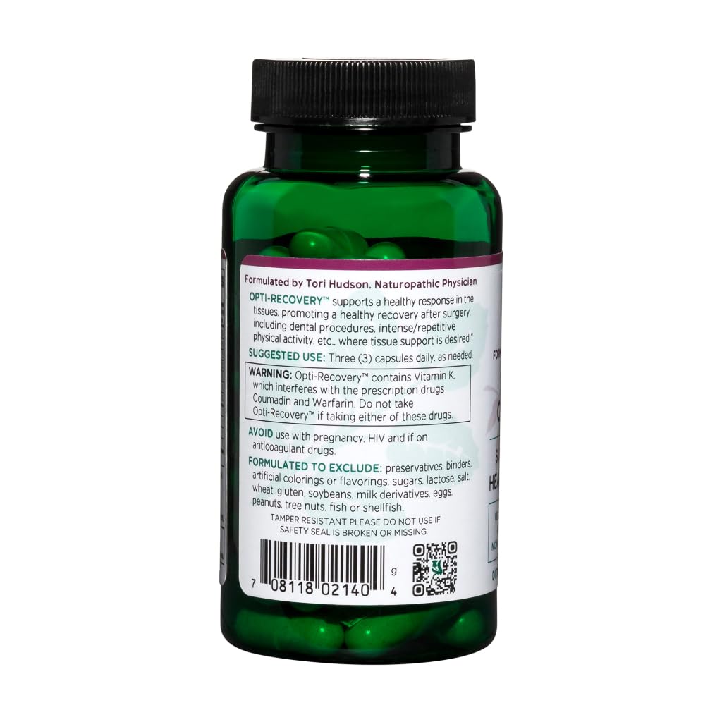 Etiqueta de Vitanica Opti-Recovery con lista de nutrientes, transparencia en ingredientes