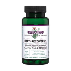 Vitanica Opti-Recovery envase frontal mostrando diseño y formato, apoyo claro en recuperación