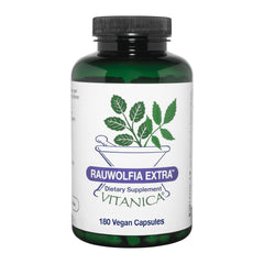 Vitanica Rauwolfia Extra botella para apoyar la salud circulatoria diaria.