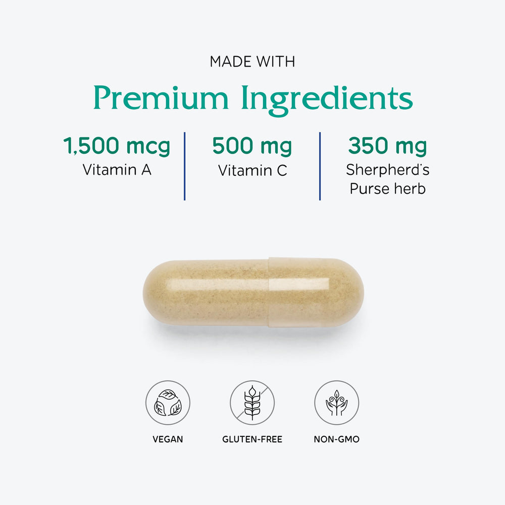 Vitanica Slow Flow etiqueta detalle, ingredientes de apoyo para el ciclo