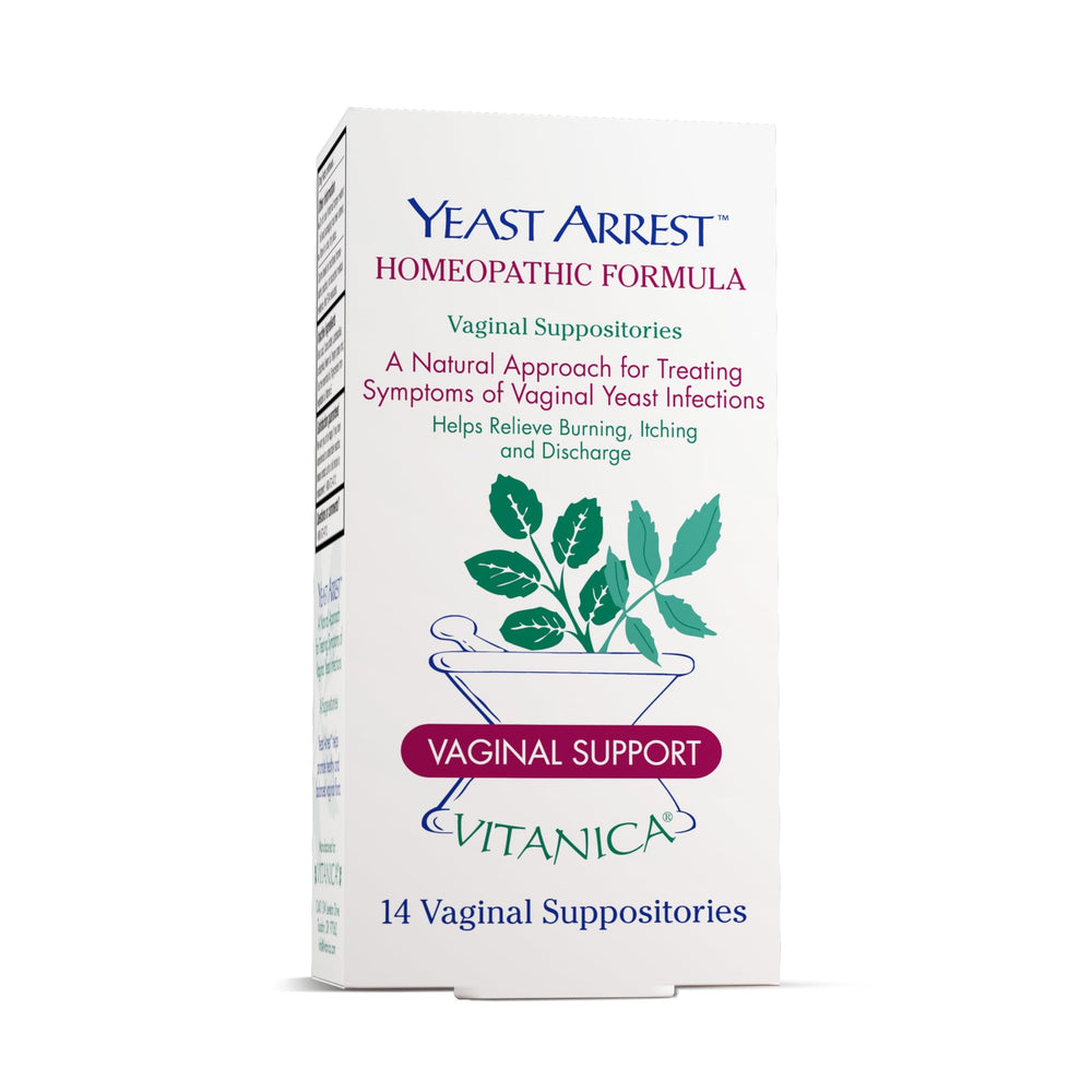 Vitanica Yeast Arrest vista frontal del paquete, confianza y limpieza