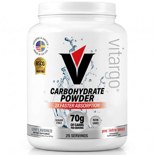 Vitargo frasco frontal mostrando presentación y beneficio de rápida absorción