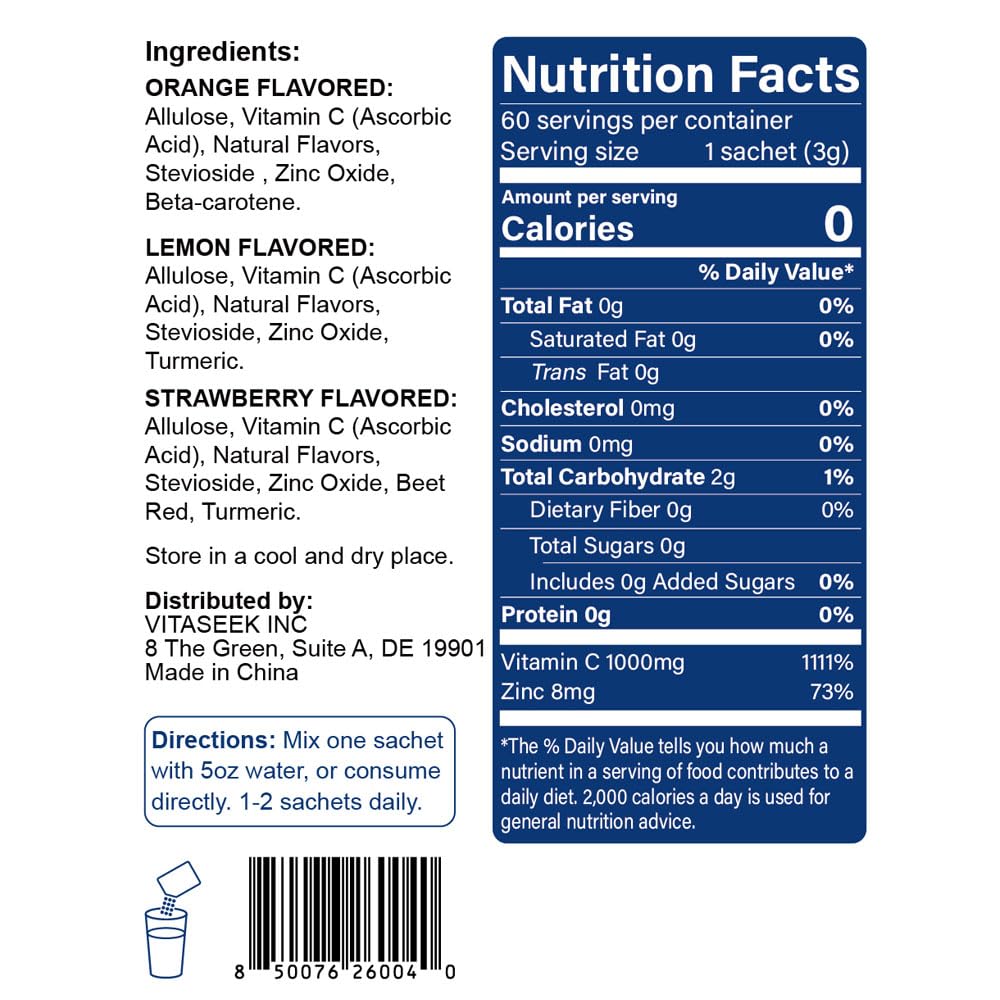 Primer plano etiqueta VitaSeek con información de ingredientes