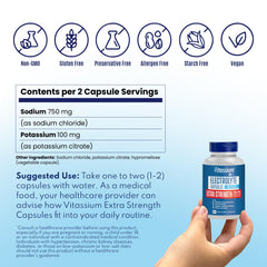 Vitassium etiqueta nutricional mostrando 750 mg sodio y transparencia informativa