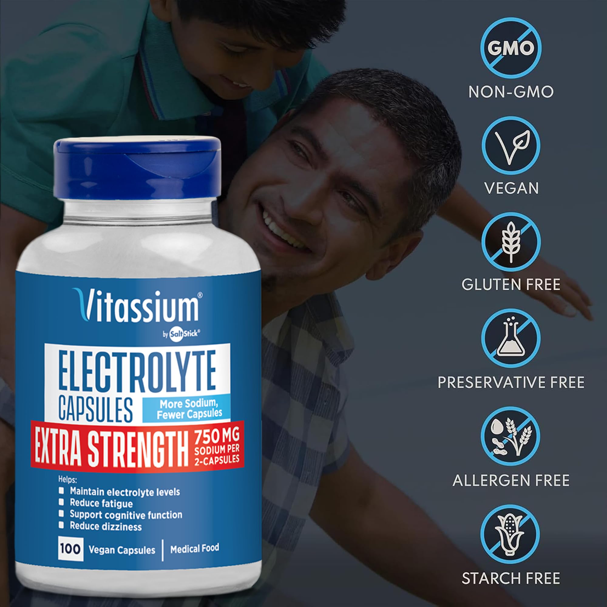 Vitassium etiqueta ingredientes resaltando sodio y potasio por cápsula