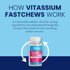 Vitassium FastChews tabletas en mano para respuesta rápida de electrolitos