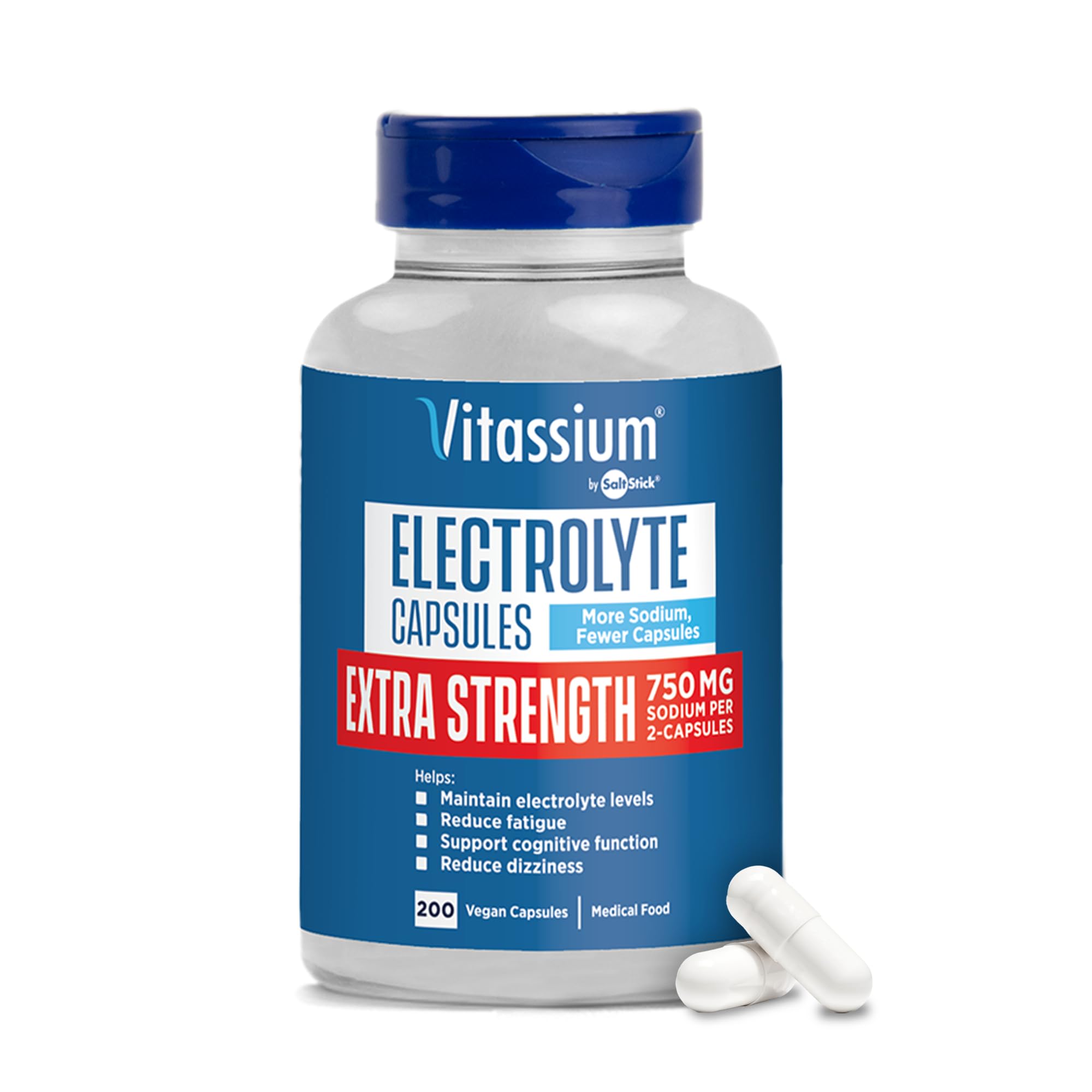 Vitassium envase frontal mostrando 200 cápsulas y beneficio conveniencia