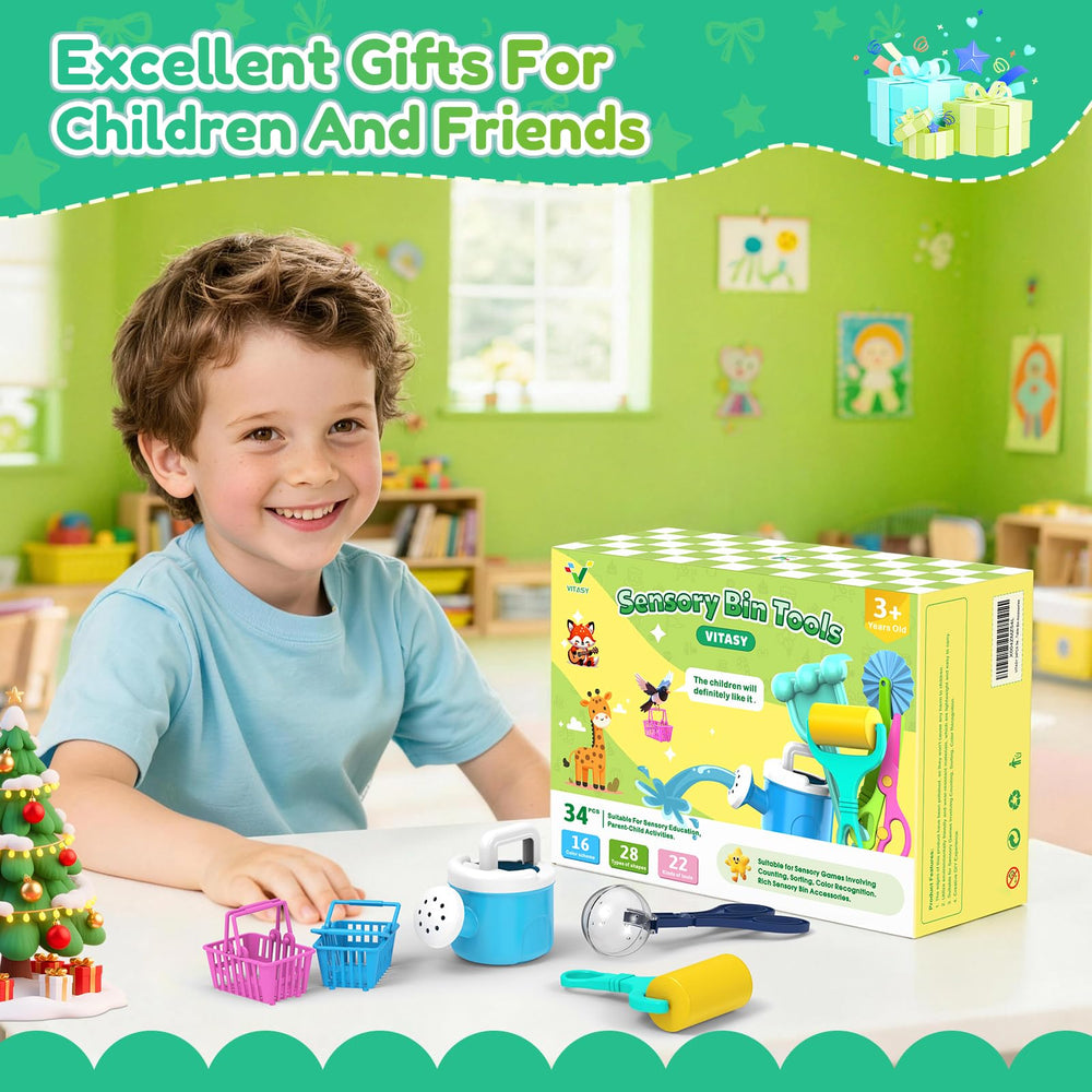 VITASY escena de mesa sensorial con niños aprendiendo colores y contar
