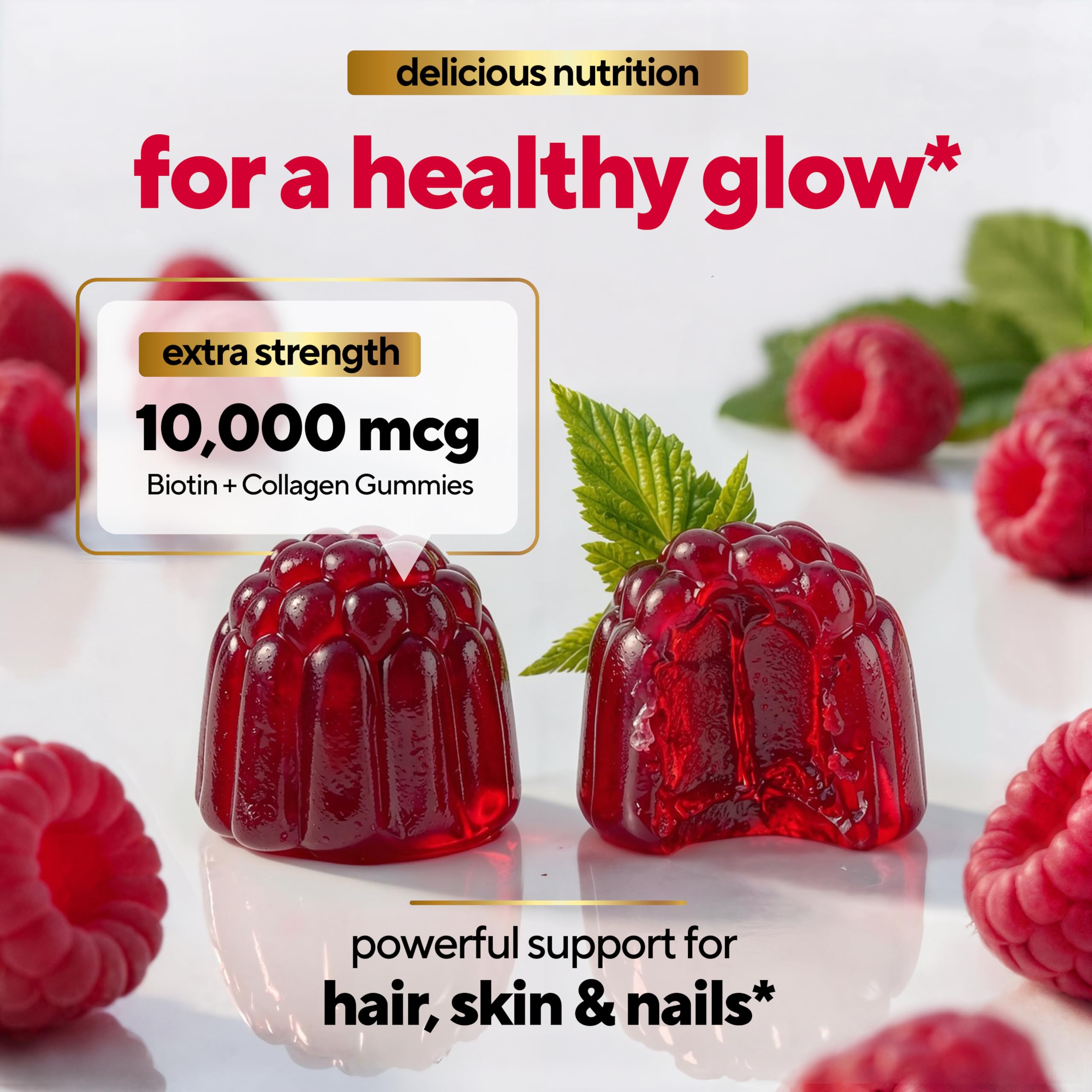 VitaUp etiqueta nutricional destacando biotina 10000mcg por porción