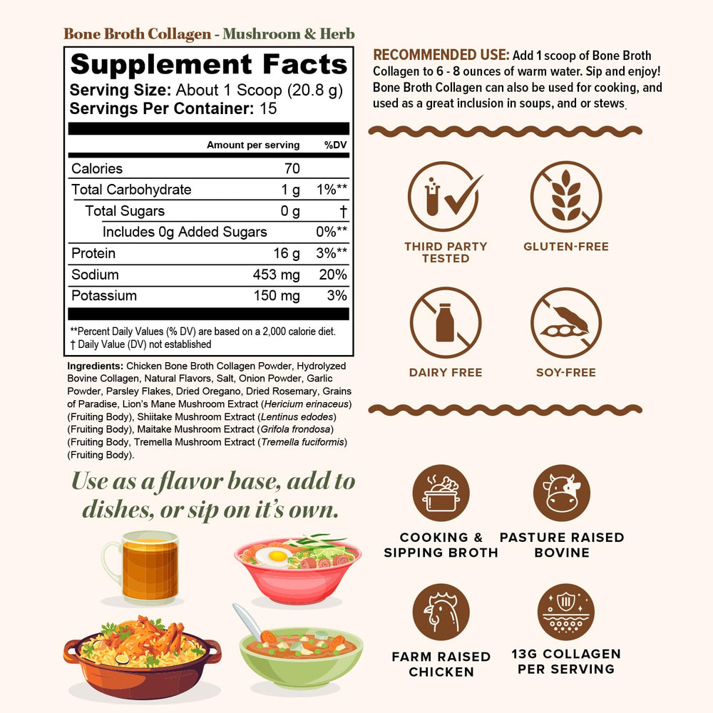 Vitauthority Colágeno en sopa y guisos, sabor umami para recetas nutritivas.