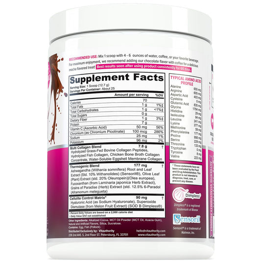 Vitauthority Collagen Peptides Chocolate being whisked into water for easy daily use.