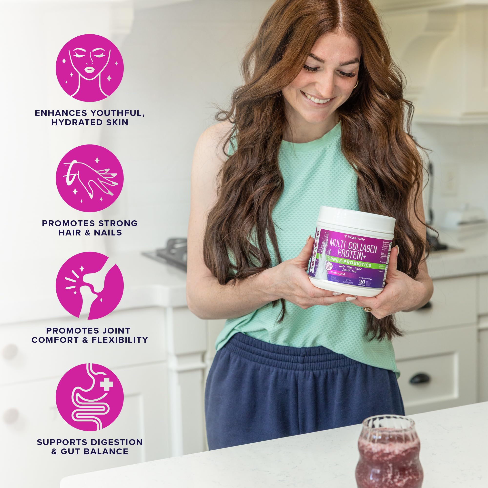 Vitauthority Multi Collagen Probiotics preparando café sin sabor