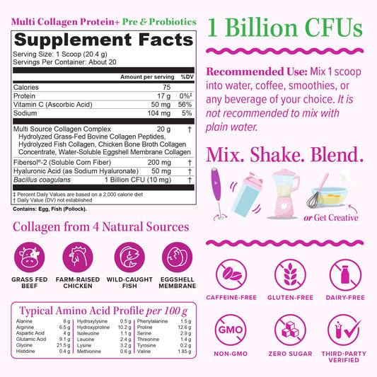 Vitauthority Multi Collagen Probiotics cuchara medidora para dosis diaria