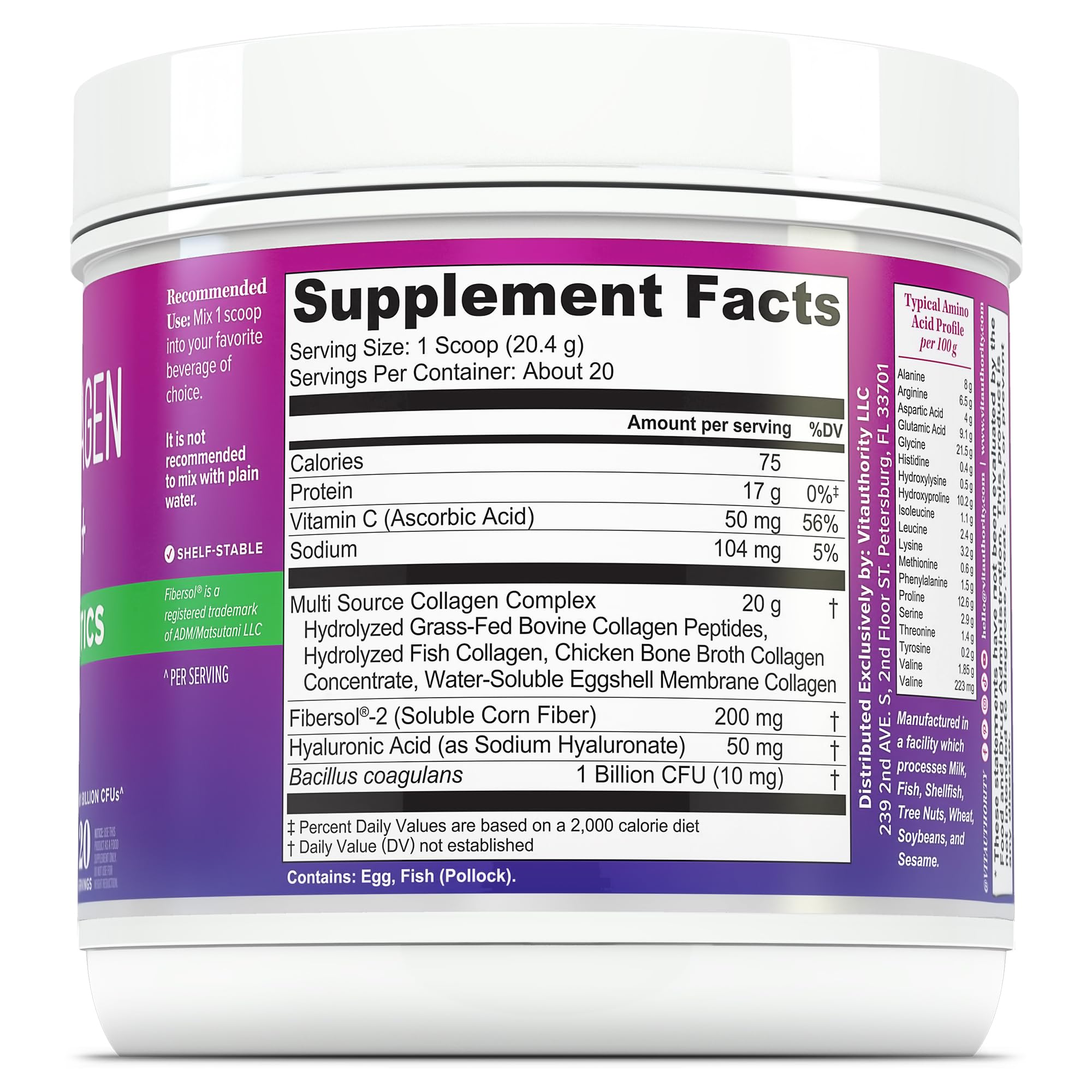 Vitauthority Multi Collagen Probiotics ingredientes clave para belleza y bienestar