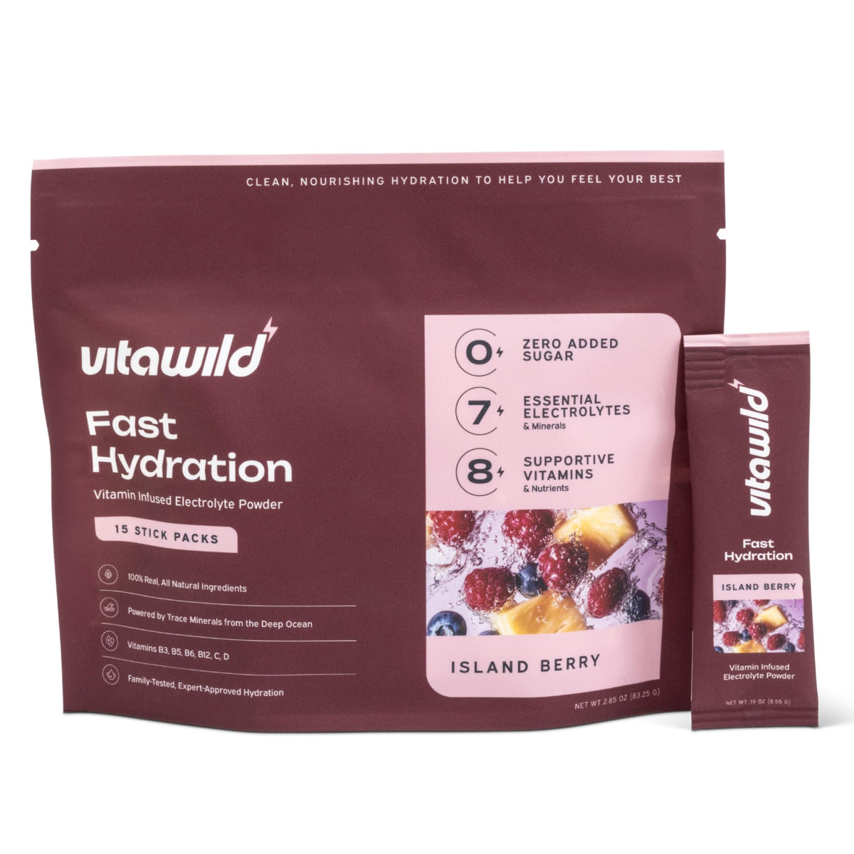 VitaWild empaque frontal mostrando 15 sobres y beneficios claros