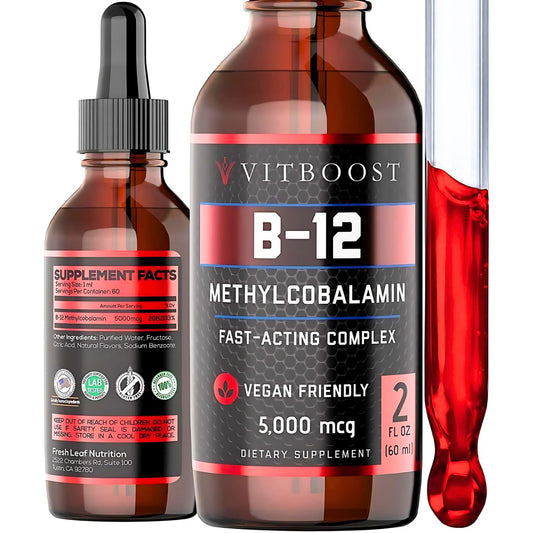 VITBOOST botella frontal mostrando la etiqueta y beneficios