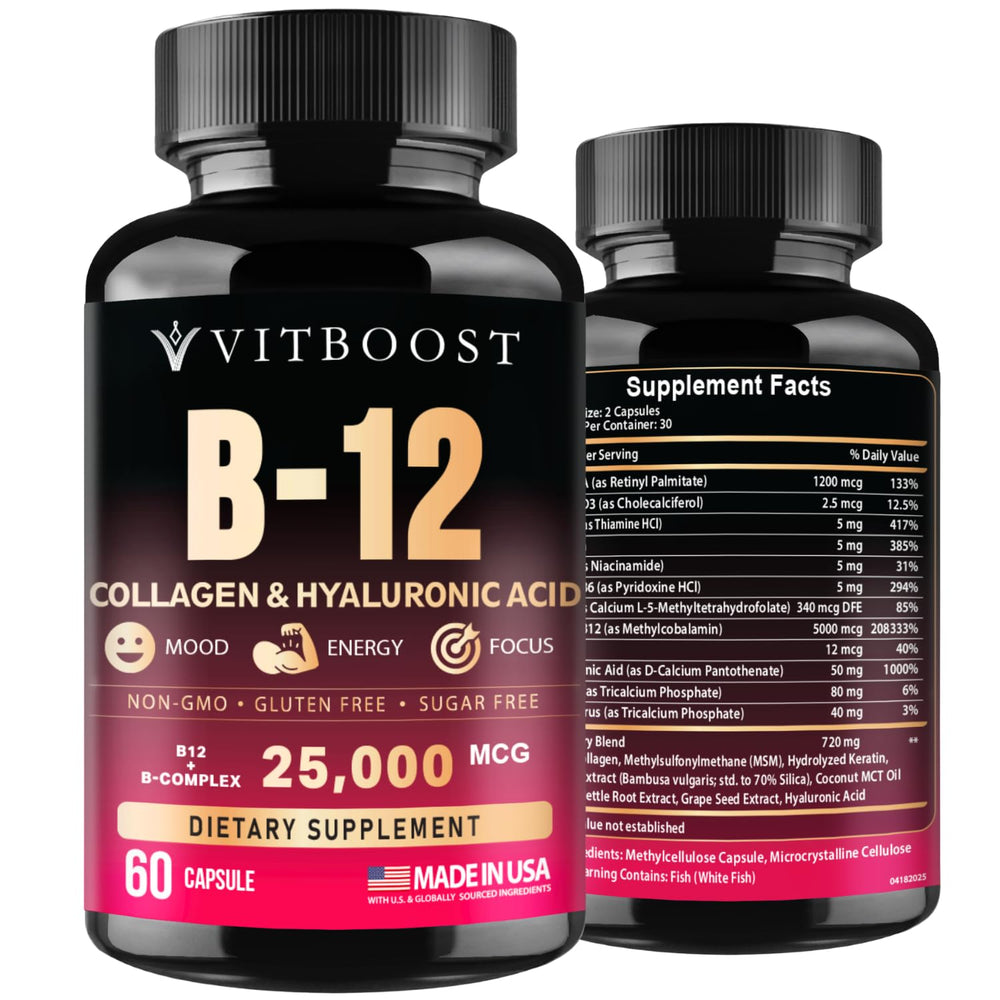 VITBOOST empaque frontal mostrando cápsulas y beneficio de energía