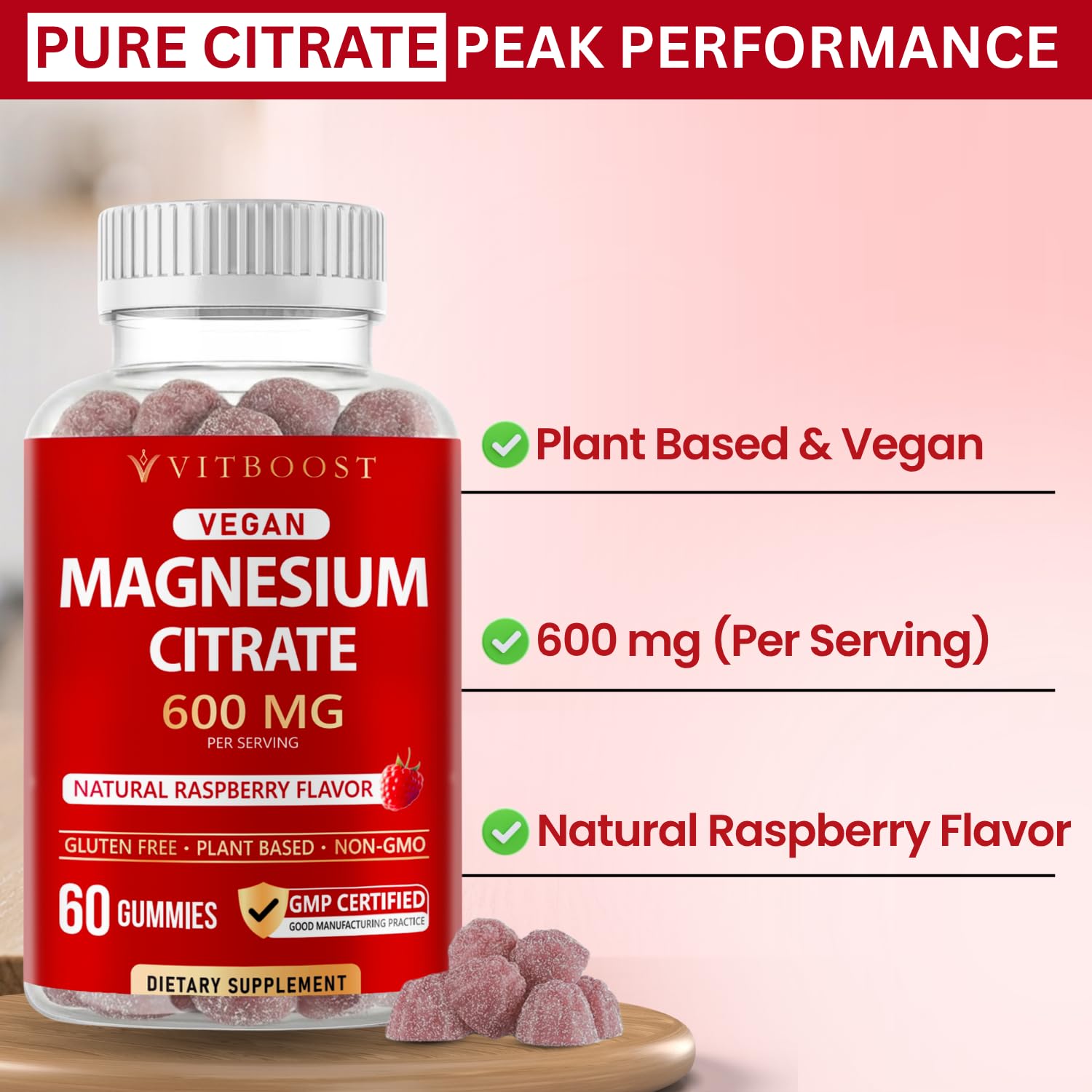 VITBOOST etiqueta con lista de ingredientes y certificado GMP