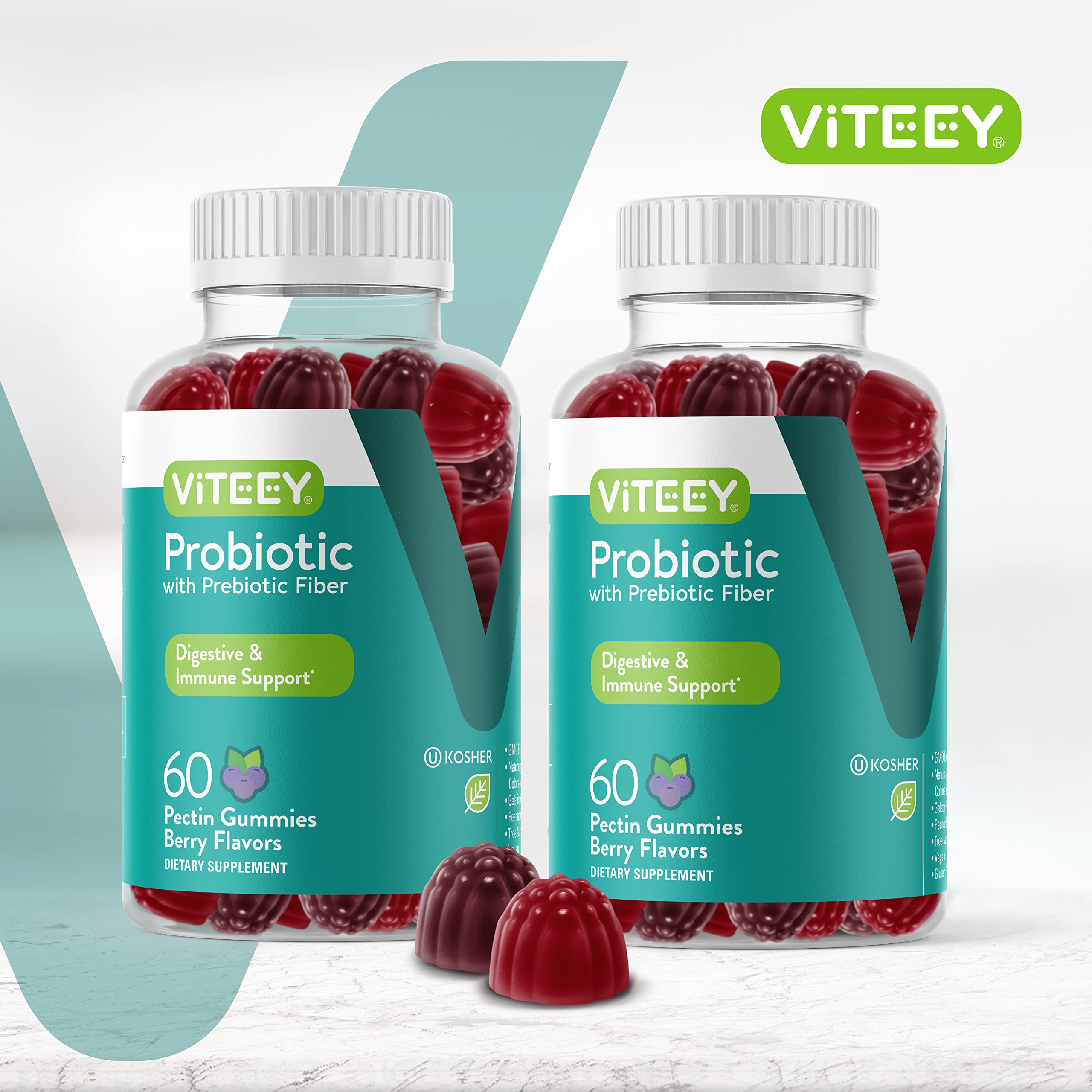 Viteey primer plano de textura de la gomita resaltando sabor berry