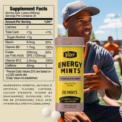 Etiqueta Viter Energy con listado de vitaminas B y datos de ingredientes seguros