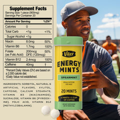 Viter Energy etiqueta de ingredientes que muestra vitaminas B incluidas