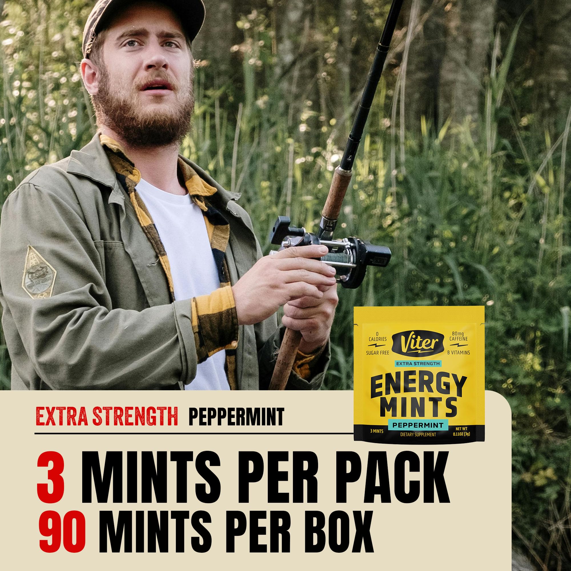 Viter Energy mints en bol mostrando forma y tamaño para consumo