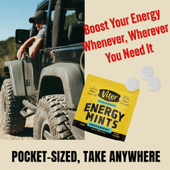 Viter Energy mint en boca ilustrando aliento fresco y alerta