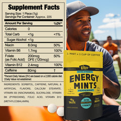 Viter Energy mints en mano mostrando tamaño práctico y conveniencia