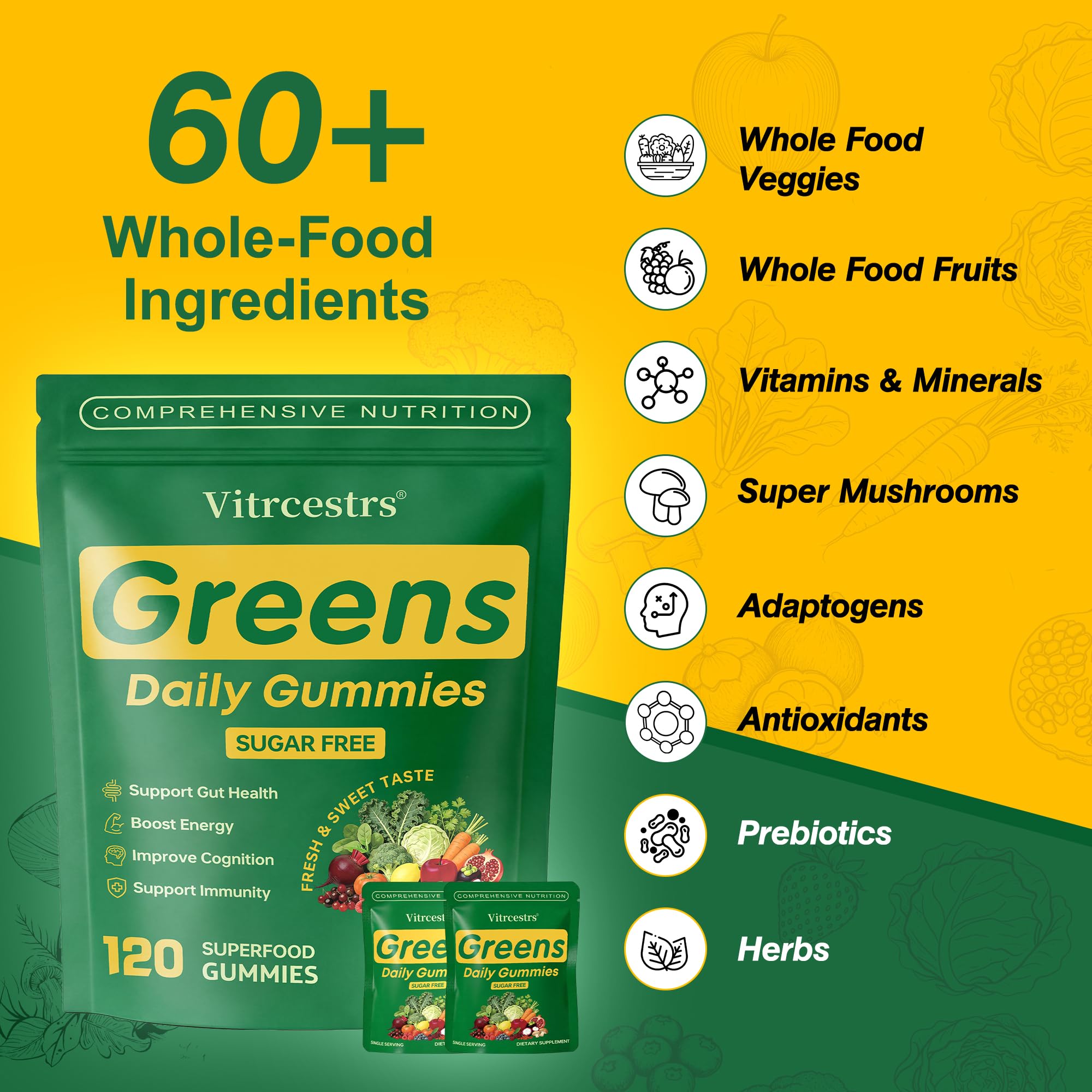 Vitrcestrs mezcla de spirulina chlorella y supergreens para nutrición vegetal