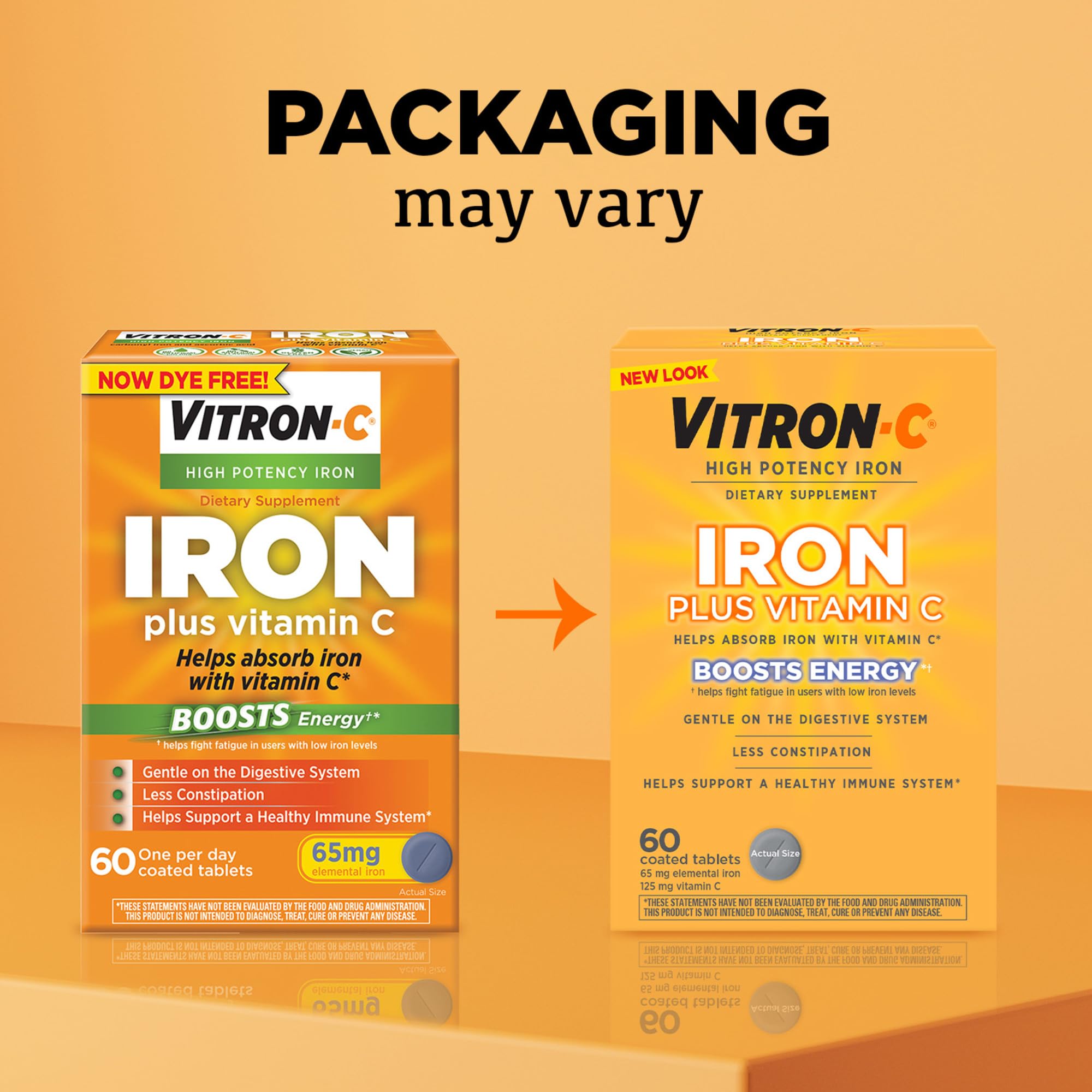 Vitron-C primer plano de tabletas para ver textura y tamaño