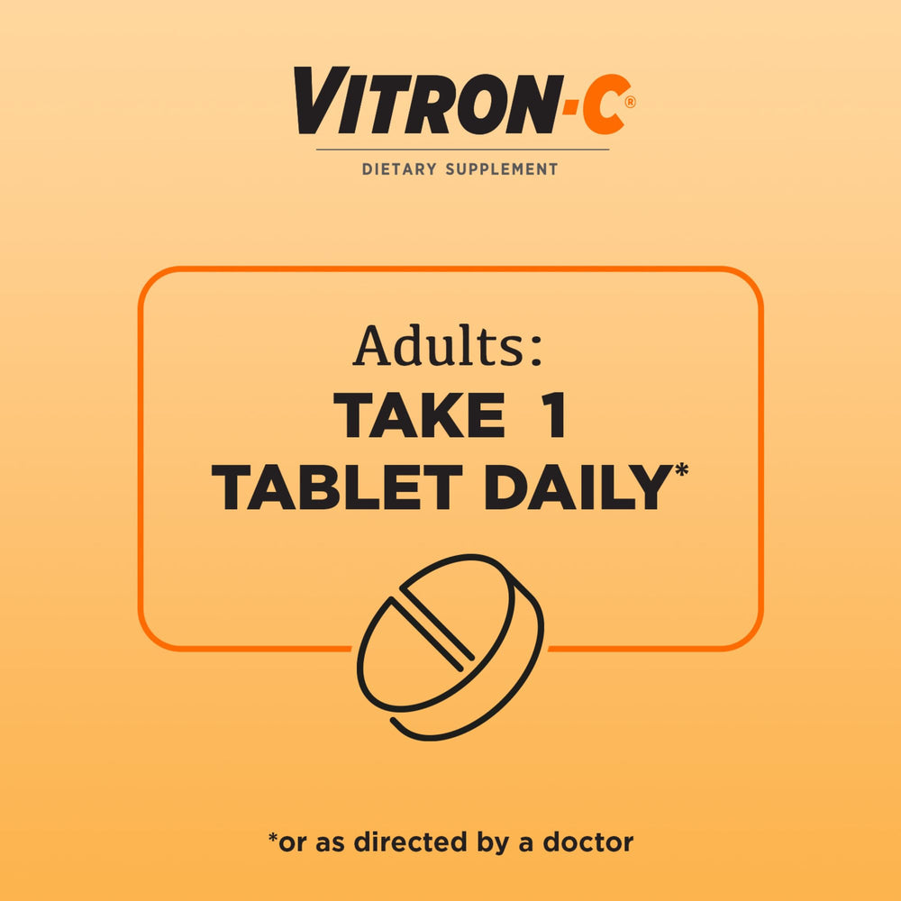 Vitron-C varias tabletas en plato mostrando cantidad por dosis