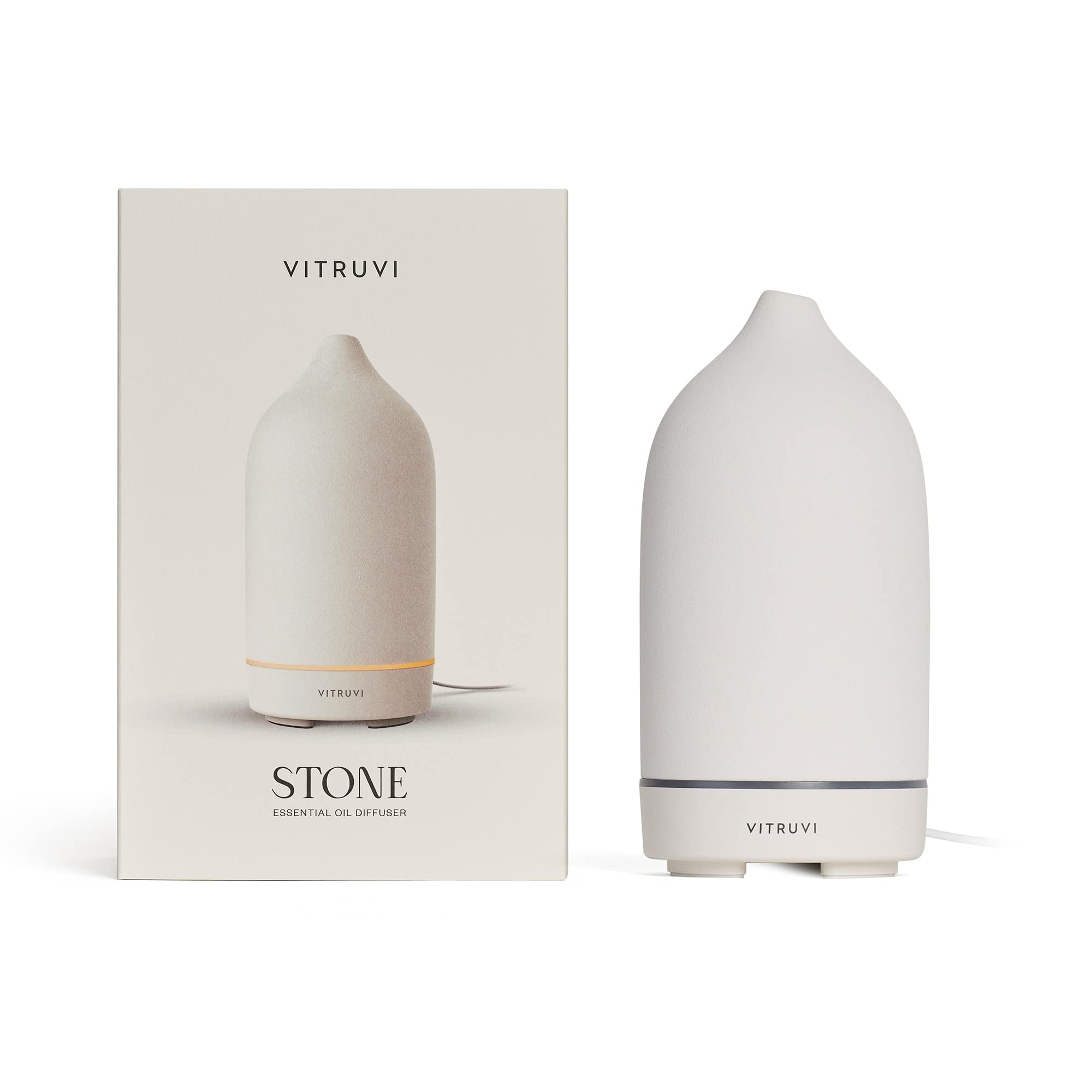 VITRUVI Stone Diffuser contenido de caja con accesorios y guía