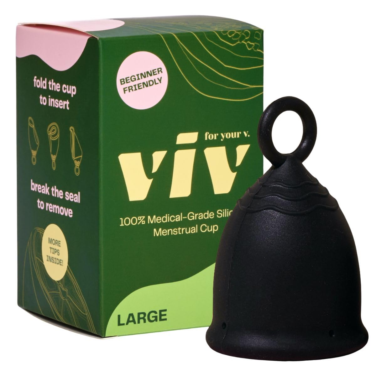 Viv copa frontal en empaque negro, presentación profesional y duradera