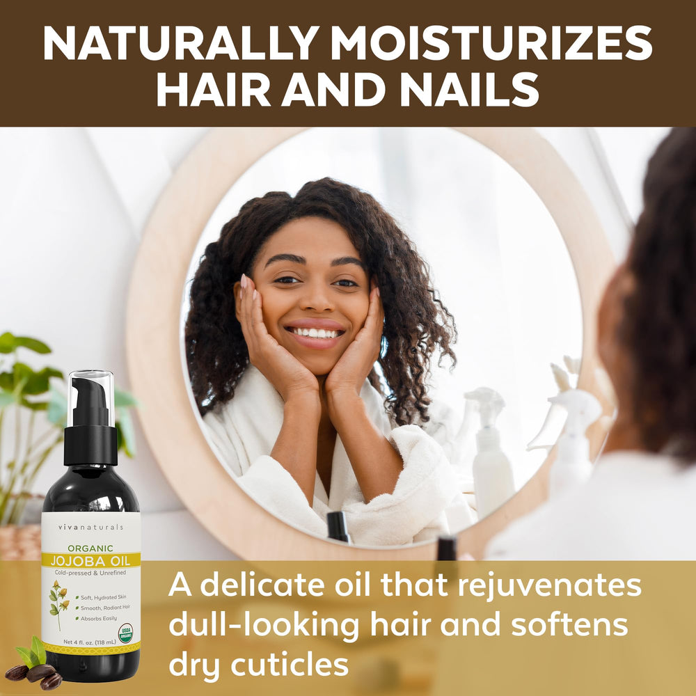 Viva Naturals aceite de jojoba botella 118 ml para comparación de tamaño