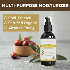 Viva Naturals aceite de jojoba gota sobre piel hidratación no grasa