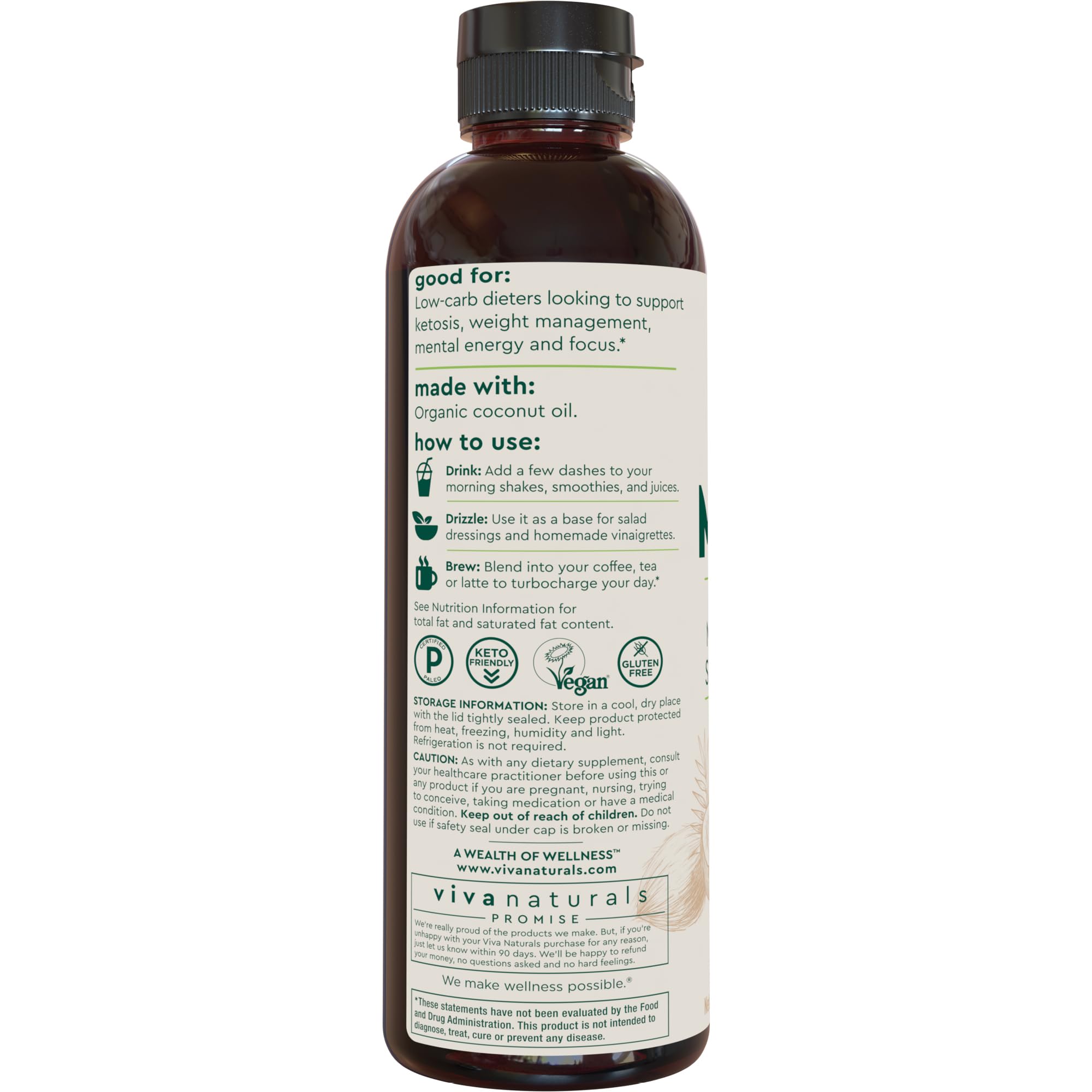 Viva Naturals aceite MCT en aderezo de ensalada para sabor ligero