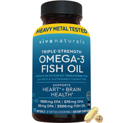 Viva Naturals frasco frontal que muestra dosis alta y 90 softgels