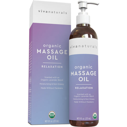 Viva Naturals envase frontal mostrando aceite de lavanda y beneficio relajante