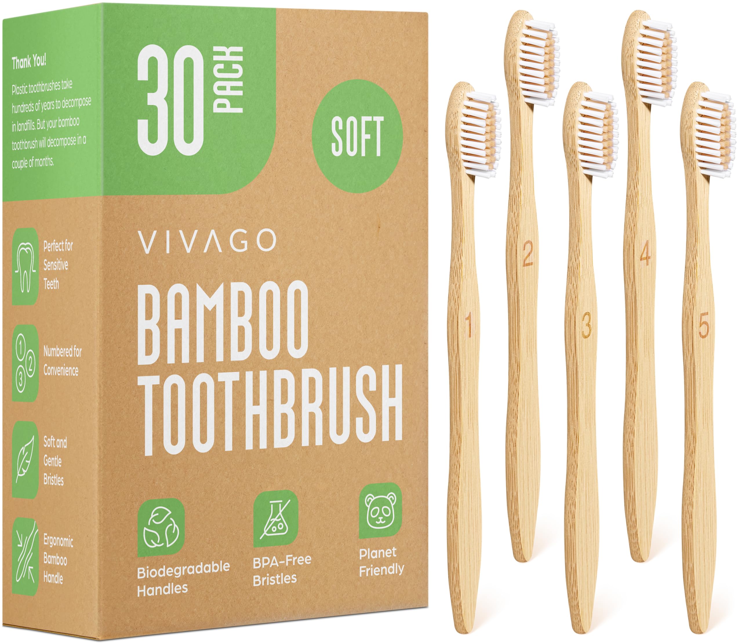 VIVAGO cepillo frontal con empaque reciclable, muestra sostenibilidad