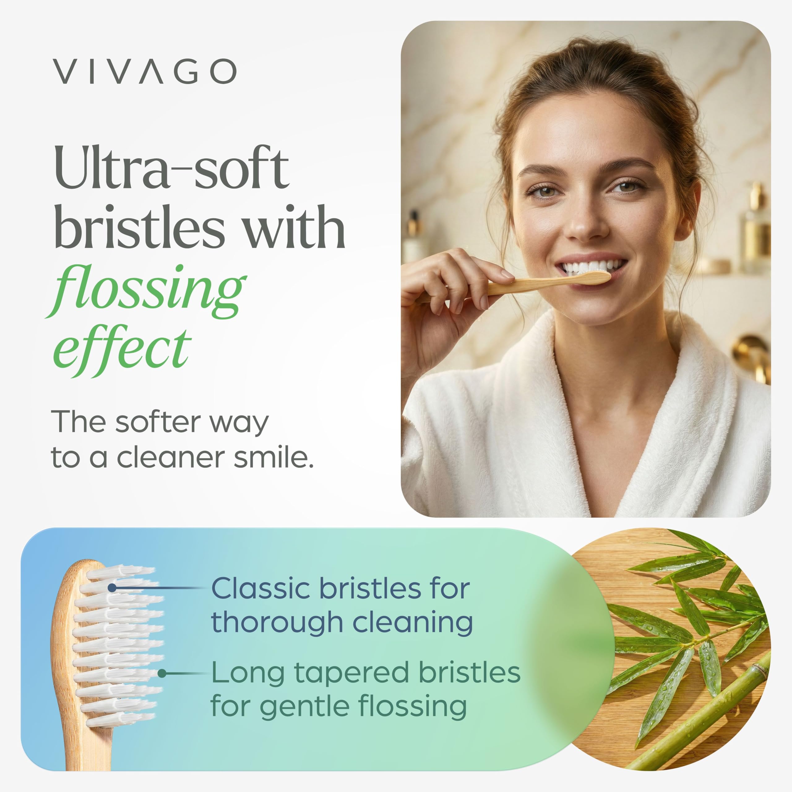 VIVAGO detalle cerdas doble longitud que alcanza entre dientes