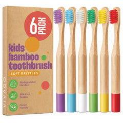 VIVAGO pack frontal seis cepillos ecológicos muestra variedad de colores y beneficios