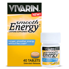 Vivarin empaque frontal mostrando 40 tabletas y beneficio de energía sostenida