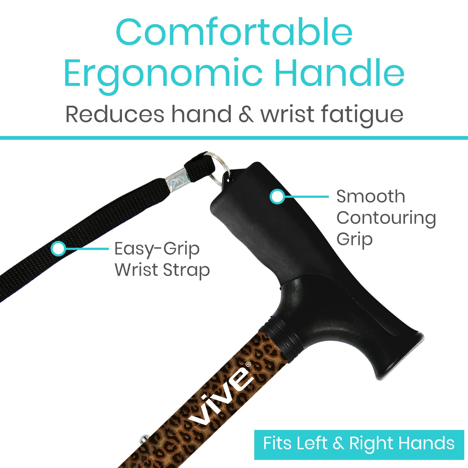 Vive bastón plegable agarre ergonómico que reduce fatiga de la mano