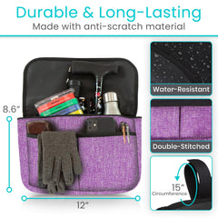 Vive bolso fijado en scooter ilustrando uso seguro y accesible