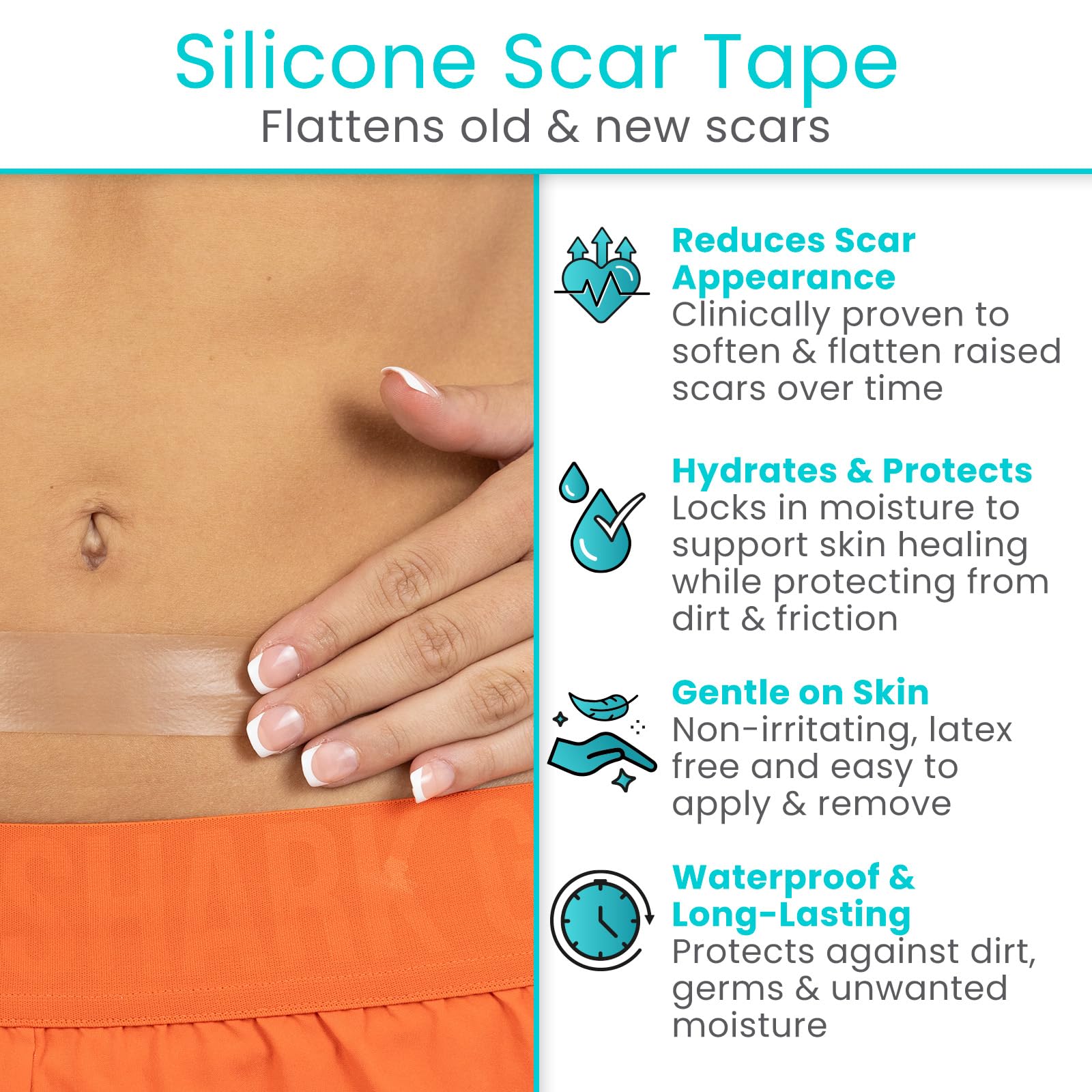 Vive Care textura de silicona cercana que facilita hidratación