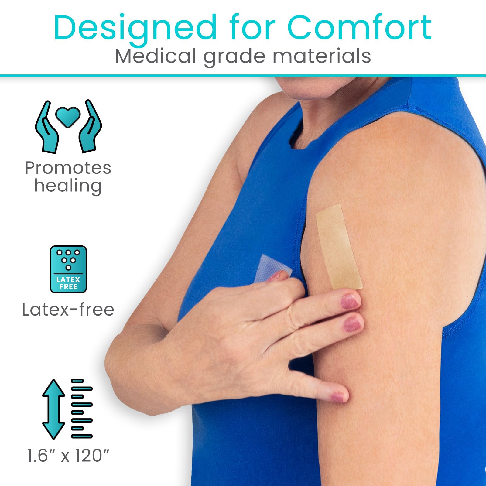 Vive Care rollo desplegado que muestra longitud reutilizable
