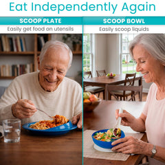 Vive detalle del borde curvado que facilita recoger la comida