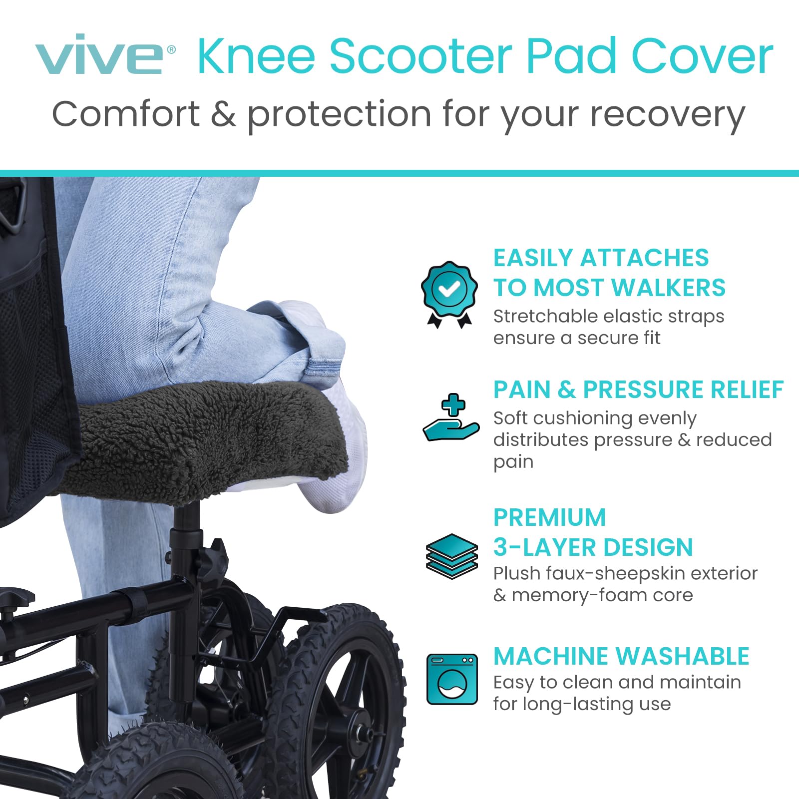 Vive Mobility textura de piel sintética tipo oveja que aporta sensación cálida y cómoda