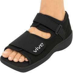 Vive zapato post op frontal mostrando protección y ajuste